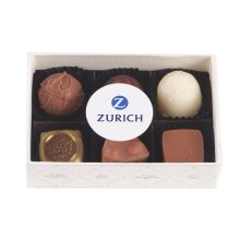6er Praliné-Box mit Logo-Kleber