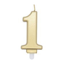 Zahlenkerze Gold 1