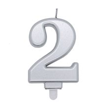 Zahlenkerze Silber 2