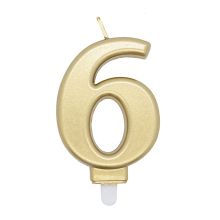 Zahlenkerze Gold 6