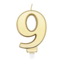 Zahlenkerze Gold 9