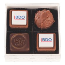 4er Box mit Logo-Pralinés Fotodruck